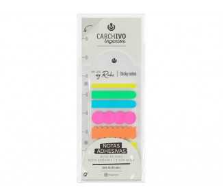Bloc de notas adhesivas carchivo ingeniox irregular colores neon