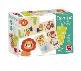 Juego goula jumbo domino madera selva 28 piezas