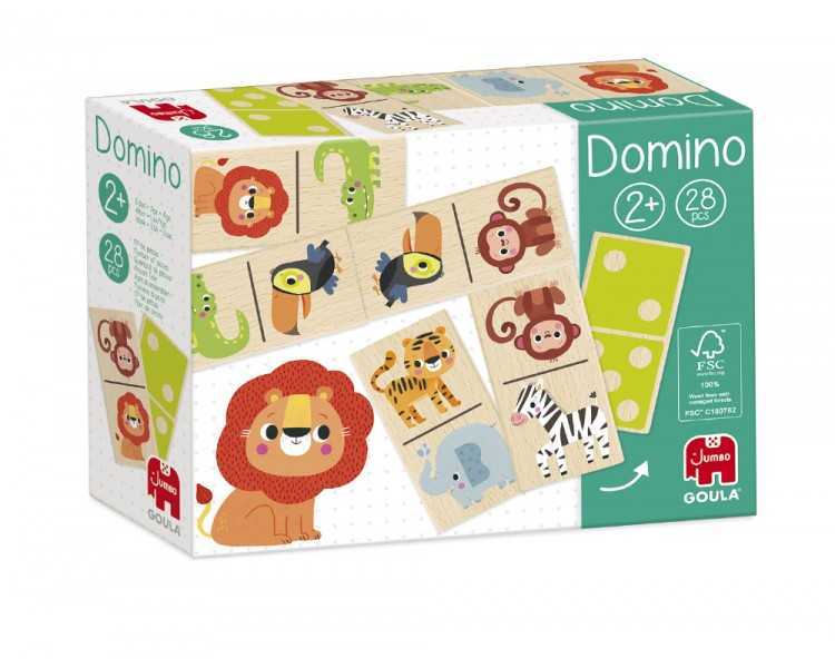 Juego goula jumbo domino madera selva 28 piezas