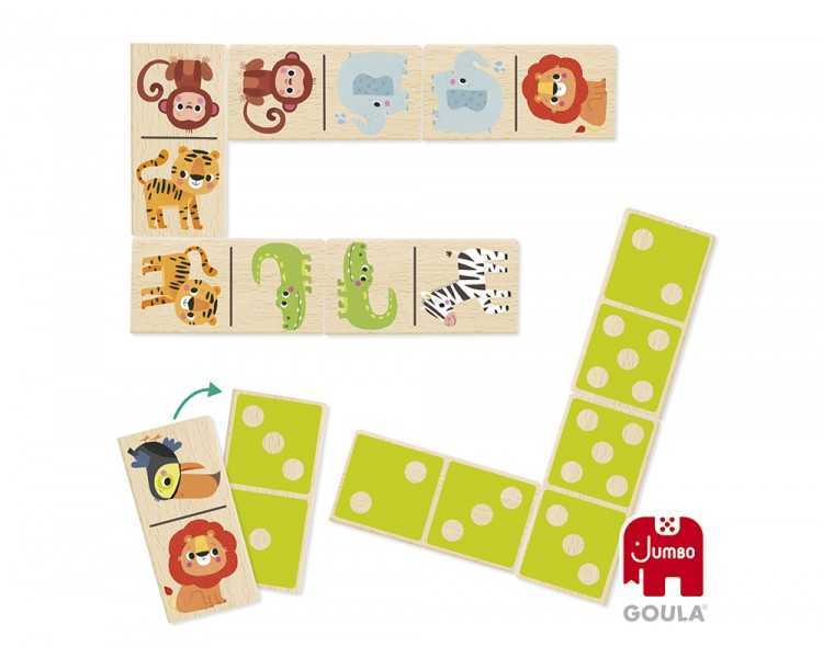 Juego goula jumbo domino madera selva 28 piezas
