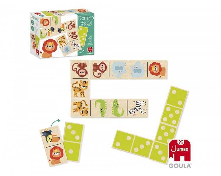Juego goula jumbo domino madera selva 28 piezas