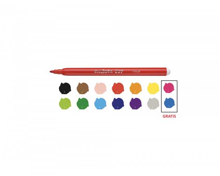 Rotulador carioca joy estuche de 12 unidades colores surtidos + 2 gratis