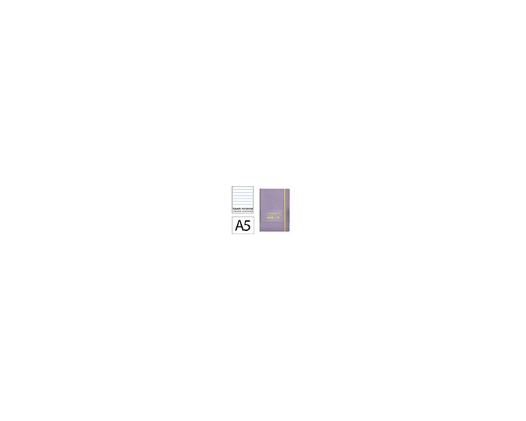 Cuaderno con gomilla antartik notes tapa blanda a5 hojas rayas morado y amarillo 80 hojas 80 gr fsc