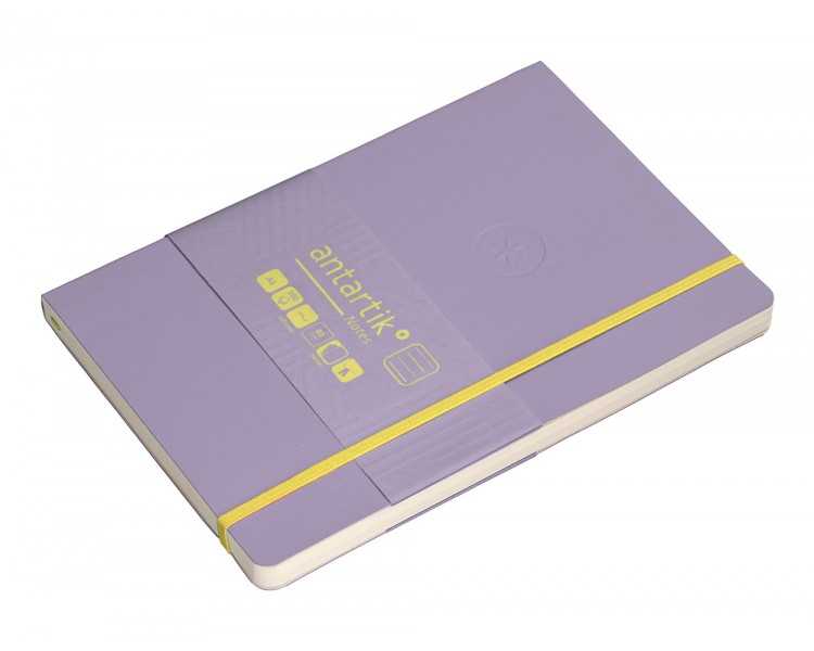 Cuaderno con gomilla antartik notes tapa blanda a5 hojas rayas morado y amarillo 80 hojas 80 gr fsc