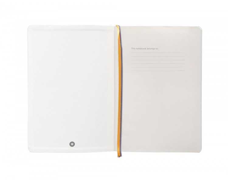 Cuaderno con gomilla antartik notes tapa blanda a5 hojas rayas morado y amarillo 80 hojas 80 gr fsc
