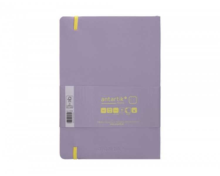 Cuaderno con gomilla antartik notes tapa blanda a5 hojas puntos morado y amarillo 80 hojas 80 gr fsc