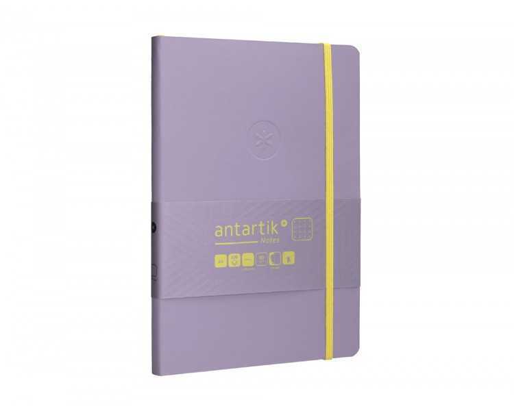 Cuaderno con gomilla antartik notes tapa blanda a5 hojas puntos morado y amarillo 80 hojas 80 gr fsc