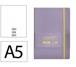 Cuaderno con gomilla antartik notes tapa blanda a5 hojas lisas morado y amarillo 80 hojas 80 gr fsc
