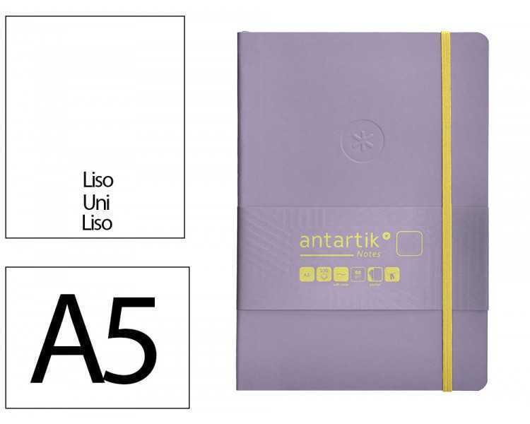 Cuaderno con gomilla antartik notes tapa blanda a5 hojas lisas morado y amarillo 80 hojas 80 gr fsc
