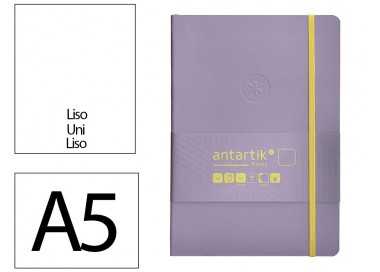 Cuaderno con gomilla antartik notes tapa blanda a5 hojas lisas morado y amarillo 80 hojas 80 gr fsc