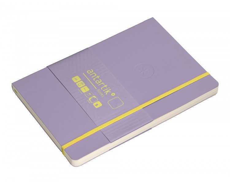 Cuaderno con gomilla antartik notes tapa blanda a5 hojas lisas morado y amarillo 80 hojas 80 gr fsc