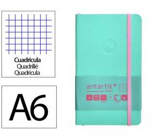 Cuaderno con gomilla antartik notes tapa blanda a6 cuadricula rosa y turquesa 100 hojas 80 gr fsc
