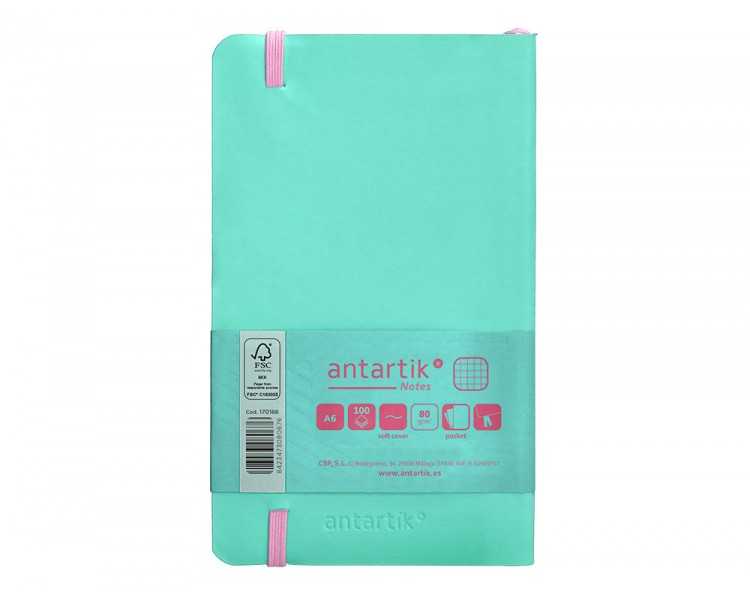 Cuaderno con gomilla antartik notes tapa blanda a6 cuadricula rosa y turquesa 100 hojas 80 gr fsc