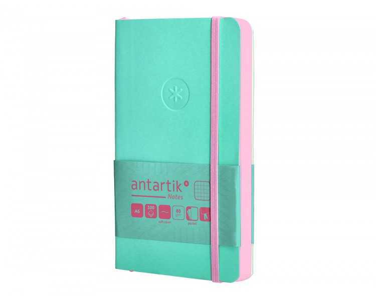 Cuaderno con gomilla antartik notes tapa blanda a6 cuadricula rosa y turquesa 100 hojas 80 gr fsc
