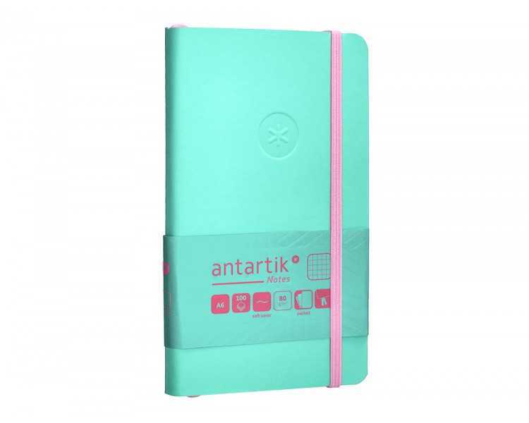 Cuaderno con gomilla antartik notes tapa blanda a6 cuadricula rosa y turquesa 100 hojas 80 gr fsc