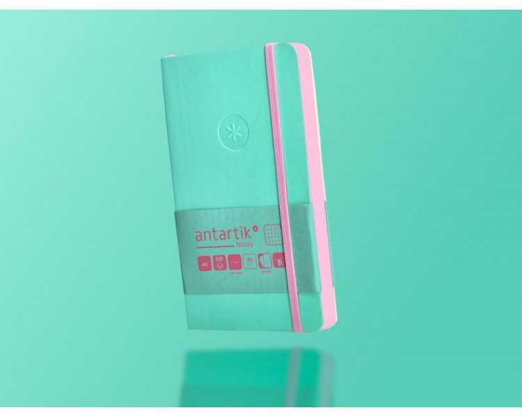 Cuaderno con gomilla antartik notes tapa blanda a6 cuadricula rosa y turquesa 100 hojas 80 gr fsc