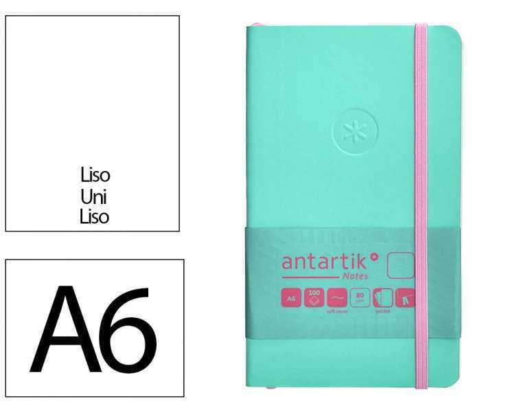 Cuaderno con gomilla antartik notes tapa blanda a6 hojas lisas rosa y turquesa 100 hojas 80 gr fsc