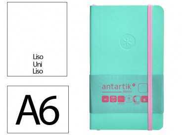Cuaderno con gomilla antartik notes tapa blanda a6 hojas lisas rosa y turquesa 100 hojas 80 gr fsc
