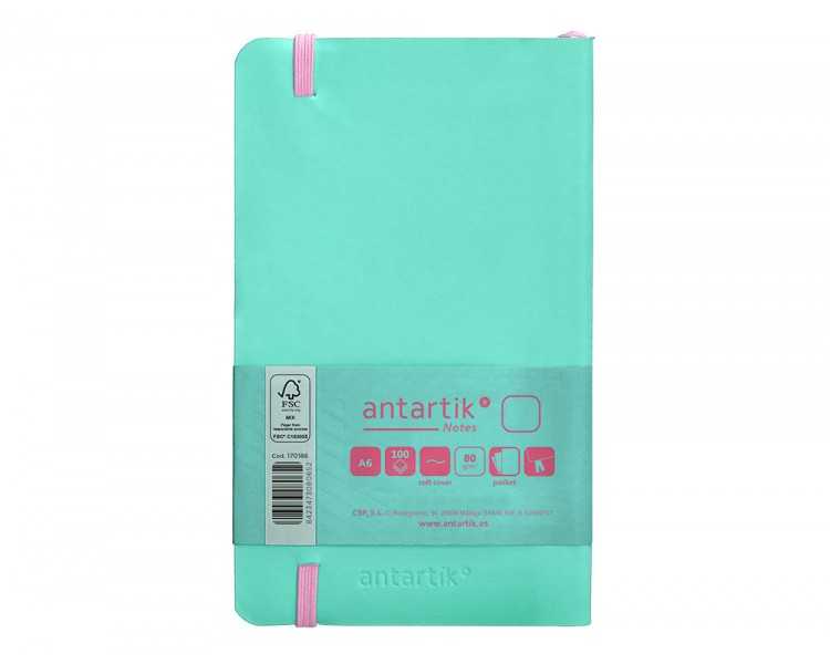 Cuaderno con gomilla antartik notes tapa blanda a6 hojas lisas rosa y turquesa 100 hojas 80 gr fsc