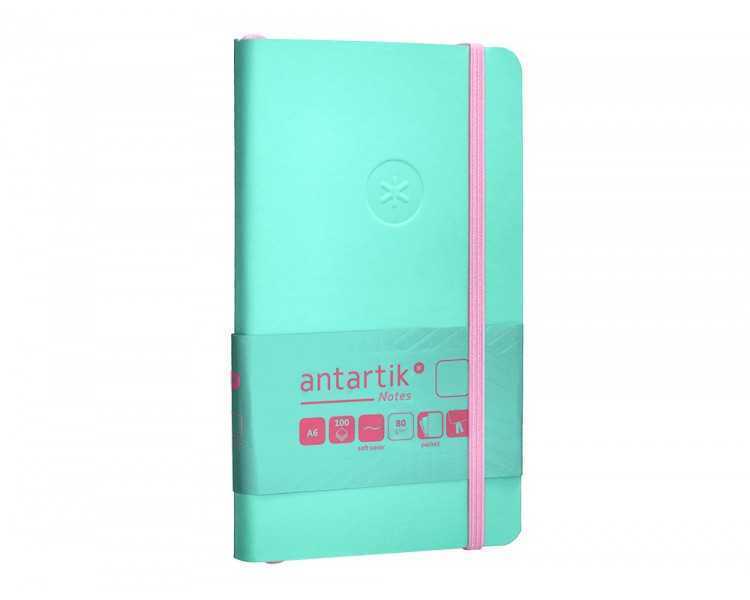 Cuaderno con gomilla antartik notes tapa blanda a6 hojas lisas rosa y turquesa 100 hojas 80 gr fsc
