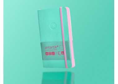 Cuaderno con gomilla antartik notes tapa blanda a6 hojas lisas rosa y turquesa 100 hojas 80 gr fsc