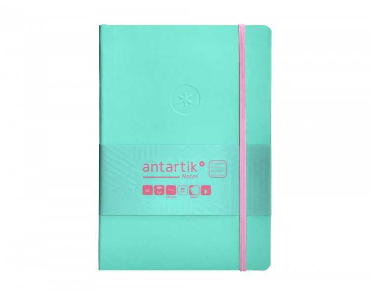 Cuaderno con gomilla antartik notes tapa blanda a5 hojas rayas rosa y turquesa 80 hojas 80 gr fsc