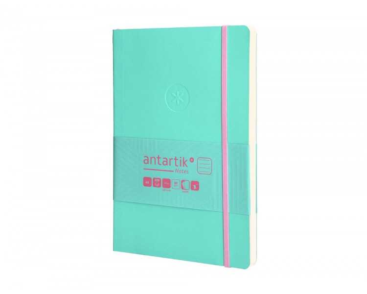 Cuaderno con gomilla antartik notes tapa blanda a5 hojas rayas rosa y turquesa 80 hojas 80 gr fsc
