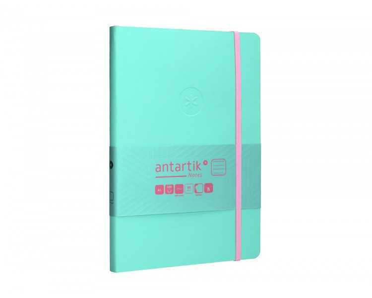Cuaderno con gomilla antartik notes tapa blanda a5 hojas rayas rosa y turquesa 80 hojas 80 gr fsc