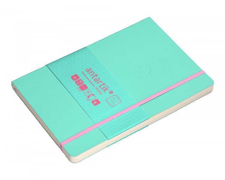 Cuaderno con gomilla antartik notes tapa blanda a5 hojas rayas rosa y turquesa 80 hojas 80 gr fsc
