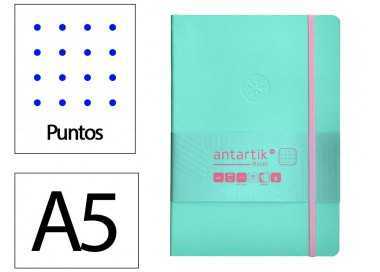 Cuaderno con gomilla antartik notes tapa blanda a5 hojas puntos rosa y turquesa 80 hojas 80 gr fsc