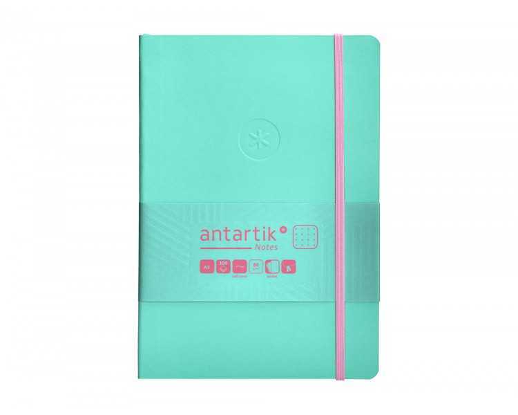 Cuaderno con gomilla antartik notes tapa blanda a5 hojas puntos rosa y turquesa 80 hojas 80 gr fsc