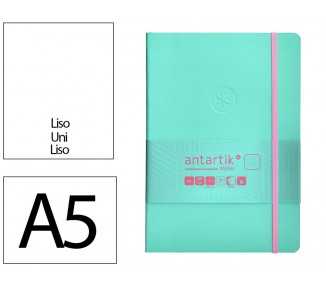 Cuaderno con gomilla antartik notes tapa blanda a5 hojas lisas rosa y turquesa 80 hojas 80 gr fsc