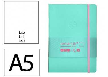 Cuaderno con gomilla antartik notes tapa blanda a5 hojas lisas rosa y turquesa 80 hojas 80 gr fsc