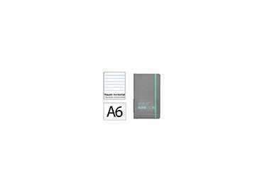 Cuaderno con gomilla antartik notes tapa blanda a6 rayas gris y turquesa 100 hojas 80 gr fsc