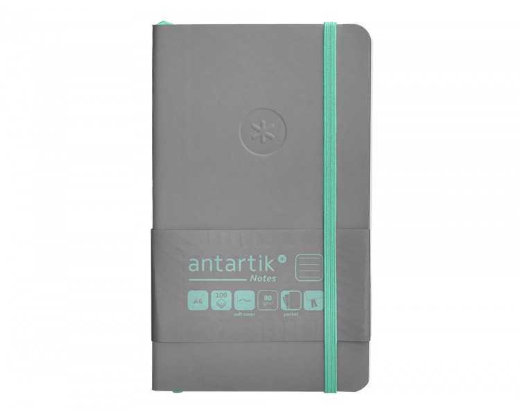 Cuaderno con gomilla antartik notes tapa blanda a6 rayas gris y turquesa 100 hojas 80 gr fsc