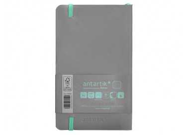 Cuaderno con gomilla antartik notes tapa blanda a6 rayas gris y turquesa 100 hojas 80 gr fsc