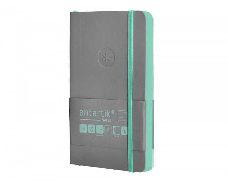Cuaderno con gomilla antartik notes tapa blanda a6 rayas gris y turquesa 100 hojas 80 gr fsc