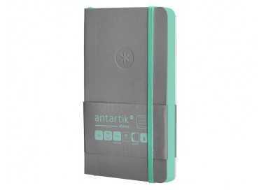 Cuaderno con gomilla antartik notes tapa blanda a6 rayas gris y turquesa 100 hojas 80 gr fsc