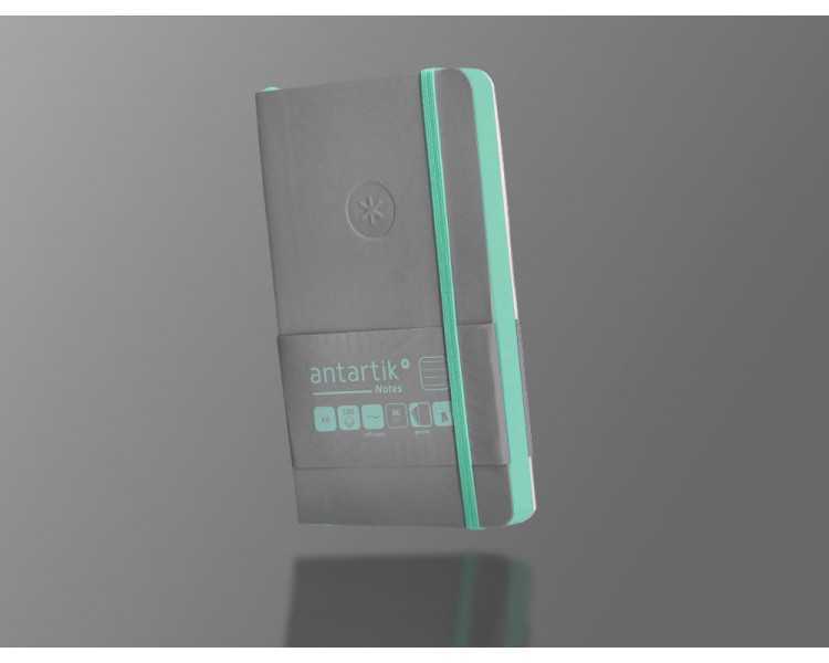 Cuaderno con gomilla antartik notes tapa blanda a6 rayas gris y turquesa 100 hojas 80 gr fsc
