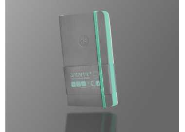 Cuaderno con gomilla antartik notes tapa blanda a6 rayas gris y turquesa 100 hojas 80 gr fsc
