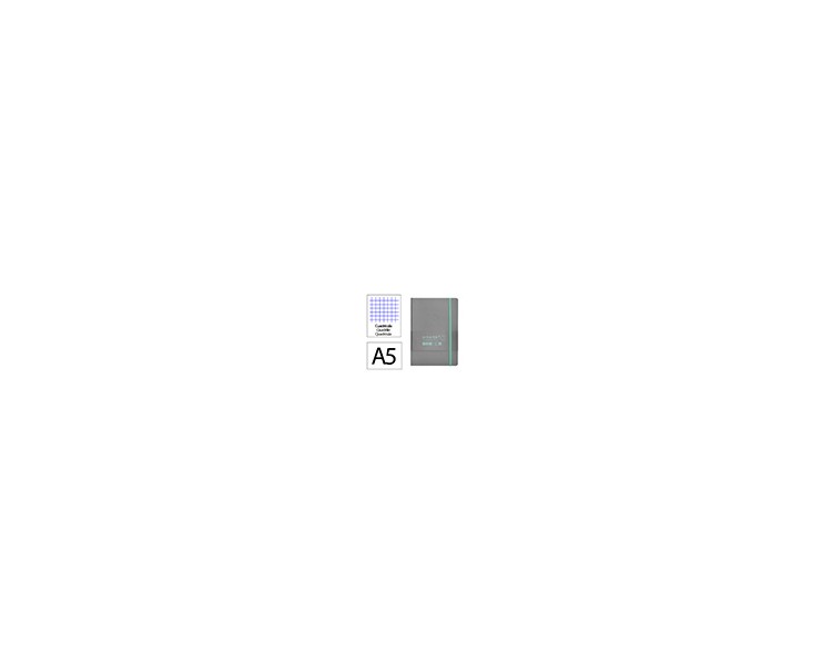 Cuaderno con gomilla antartik notes tapa blanda a5 hojas cuadricula gris y turquesa 80 hojas 80 gr fsc