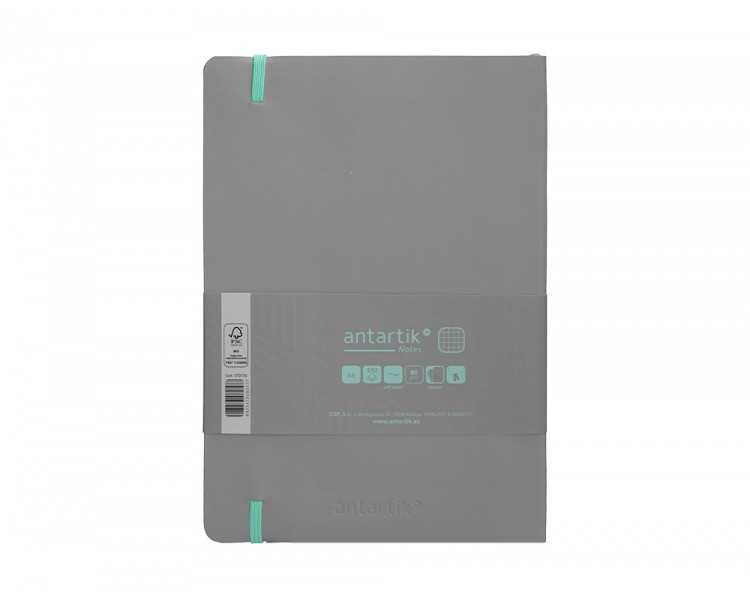 Cuaderno con gomilla antartik notes tapa blanda a5 hojas cuadricula gris y turquesa 80 hojas 80 gr fsc