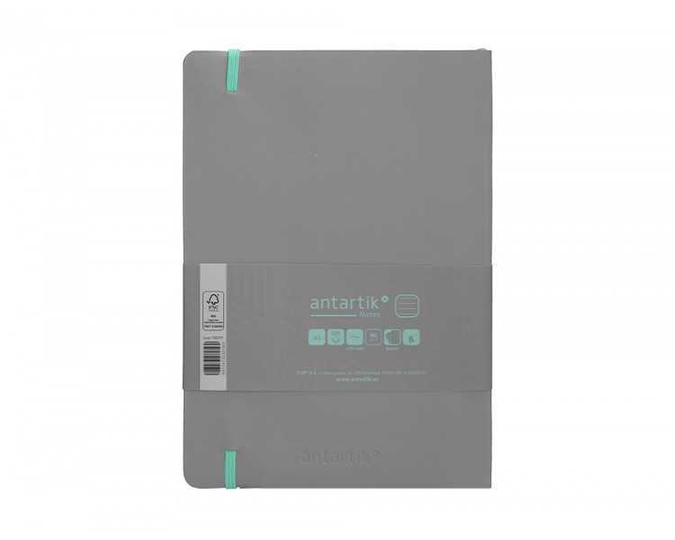 Cuaderno con gomilla antartik notes tapa blanda a5 hojas rayas gris y turquesa 80 hojas 80 gr fsc