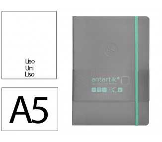 Cuaderno con gomilla antartik notes tapa blanda a5 hojas lisas gris y turquesa 80 hojas 80 gr fsc