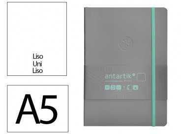 Cuaderno con gomilla antartik notes tapa blanda a5 hojas lisas gris y turquesa 80 hojas 80 gr fsc