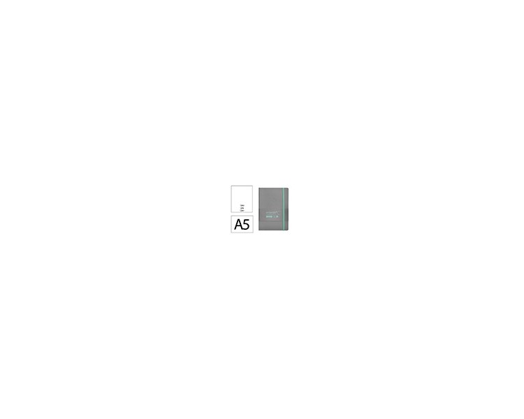 Cuaderno con gomilla antartik notes tapa blanda a5 hojas lisas gris y turquesa 80 hojas 80 gr fsc
