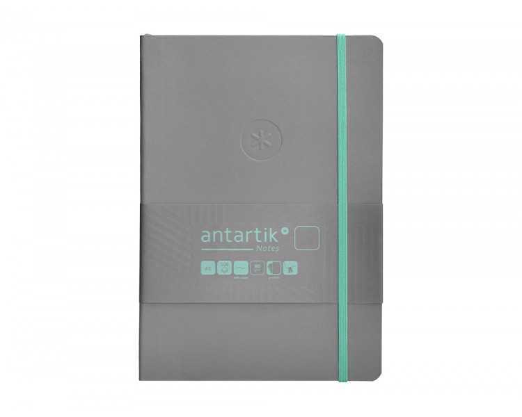 Cuaderno con gomilla antartik notes tapa blanda a5 hojas lisas gris y turquesa 80 hojas 80 gr fsc