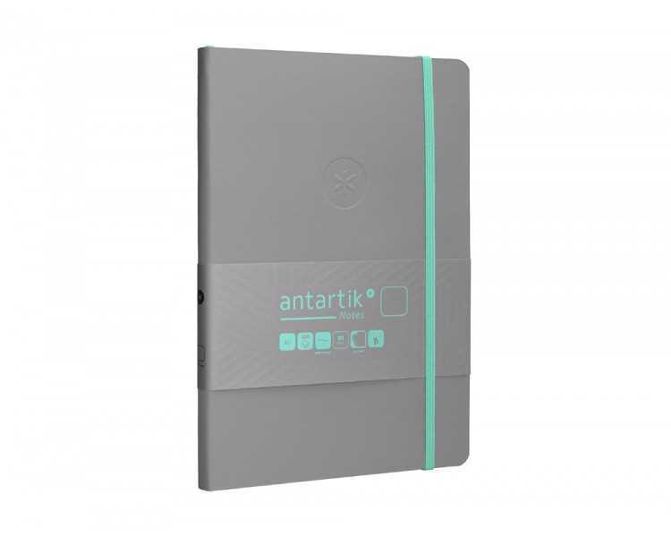 Cuaderno con gomilla antartik notes tapa blanda a5 hojas lisas gris y turquesa 80 hojas 80 gr fsc