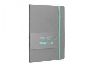 Cuaderno con gomilla antartik notes tapa blanda a5 hojas lisas gris y turquesa 80 hojas 80 gr fsc
