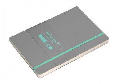 Cuaderno con gomilla antartik notes tapa blanda a5 hojas lisas gris y turquesa 80 hojas 80 gr fsc